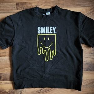 Zara Smiley Happy Collection Black Sweatshirt Large